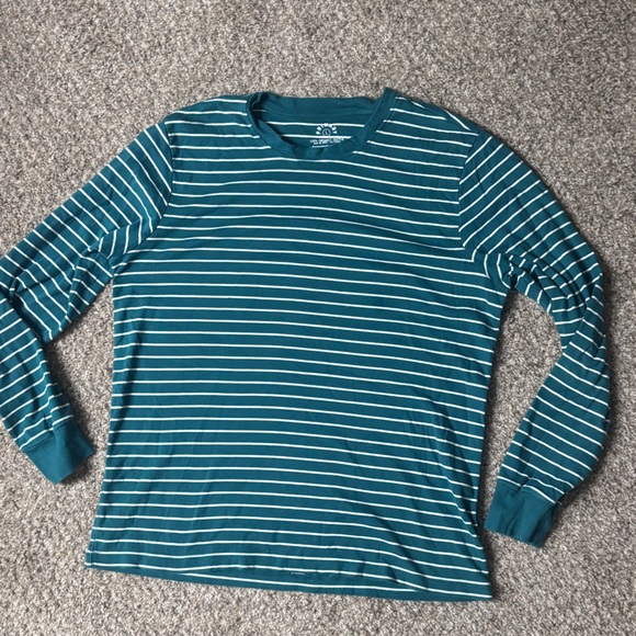Green Organic Cotton Striped Long Sleeve Shirt - Picture 1 of 4
